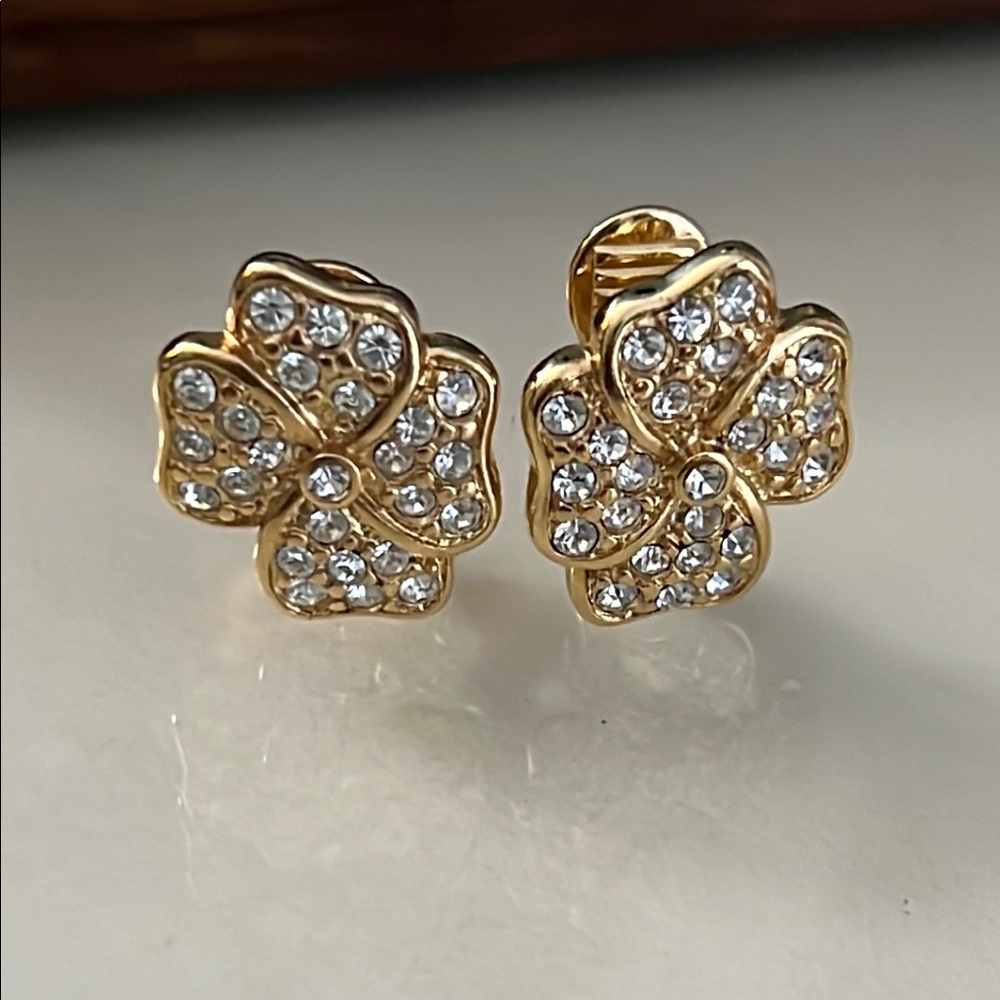 Vintage Monet Floral Clip Earrings
